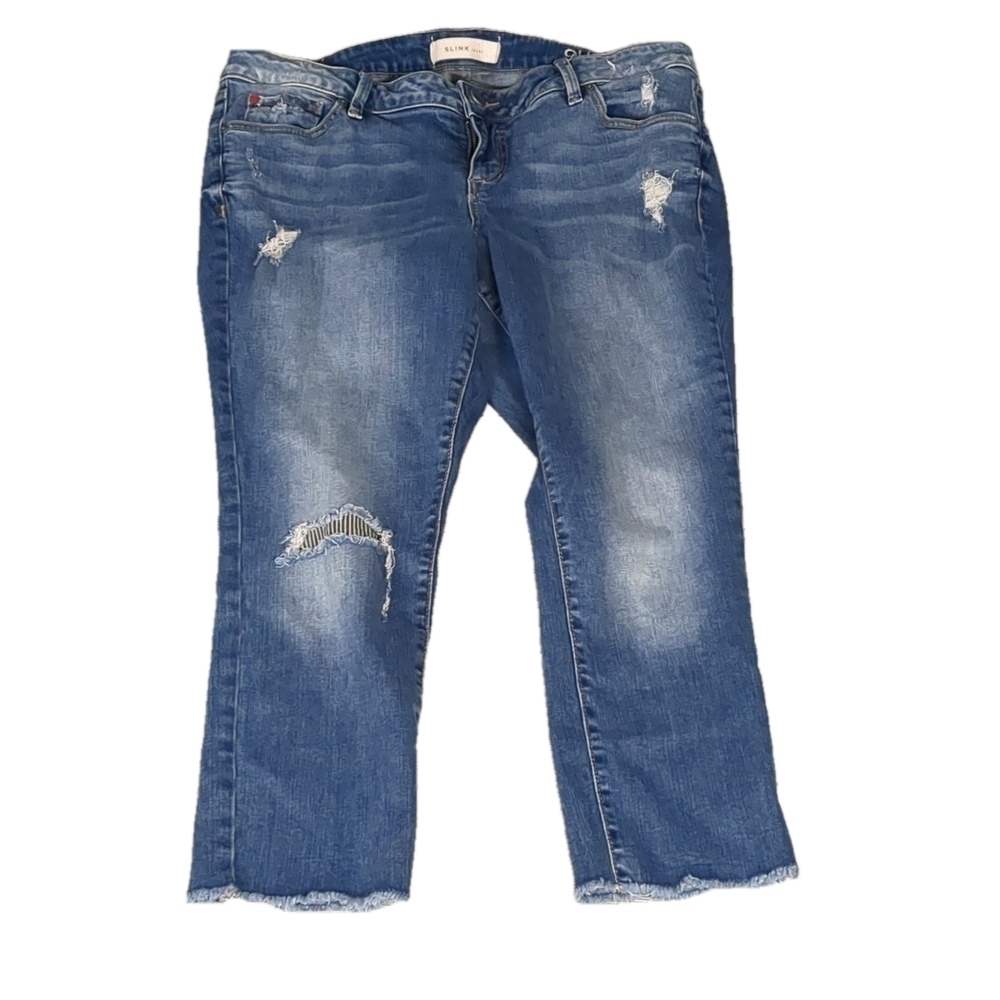 Slink curvy distressed fringe jeans size 14